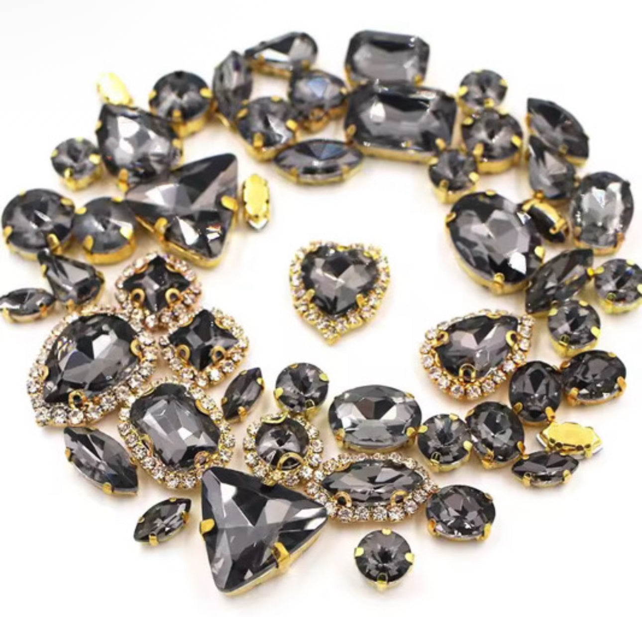 50 Pcs Mixed Shapes Sew on Rhinestones