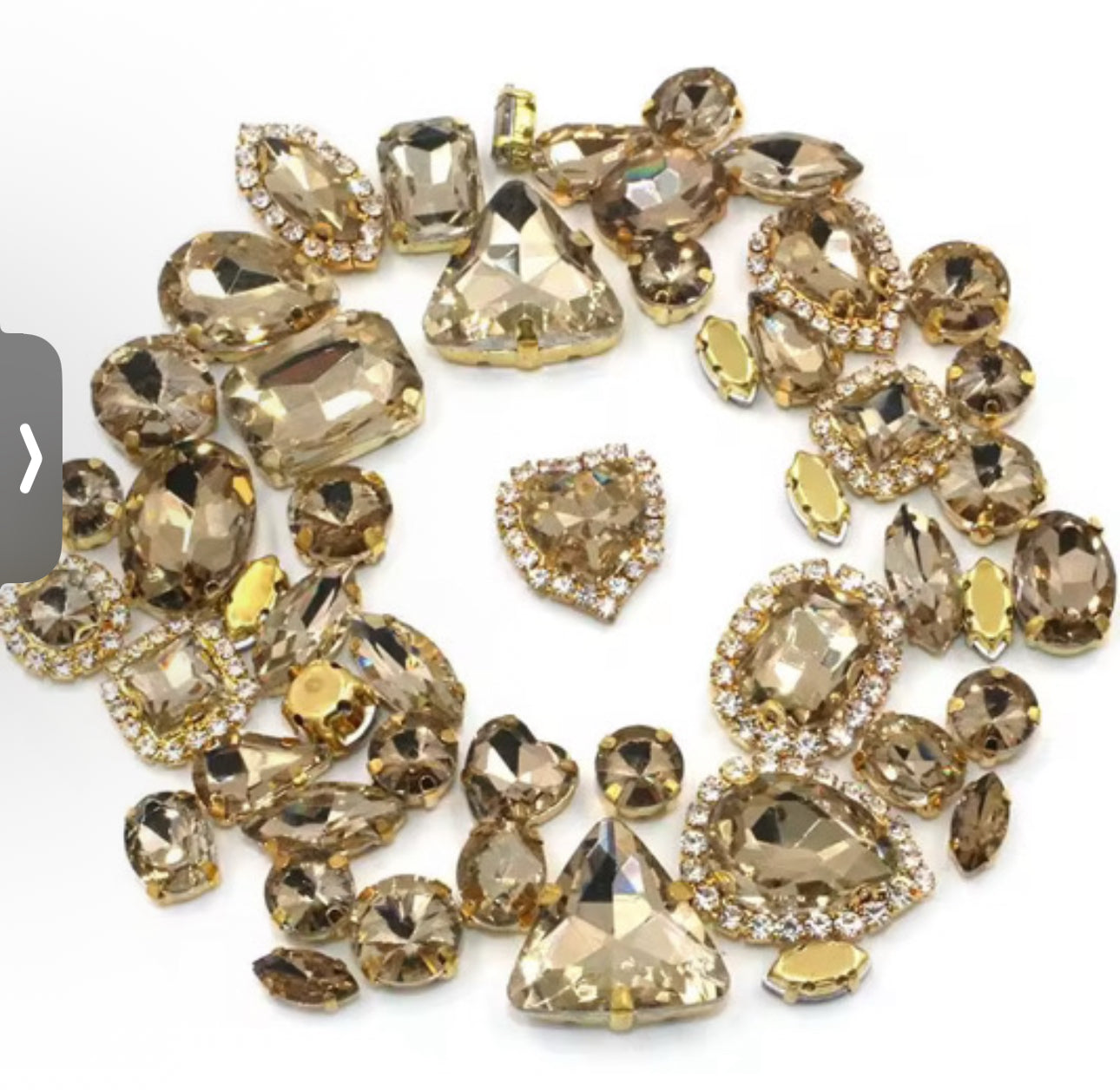 50 Pcs Mixed Shapes Sew on Rhinestones