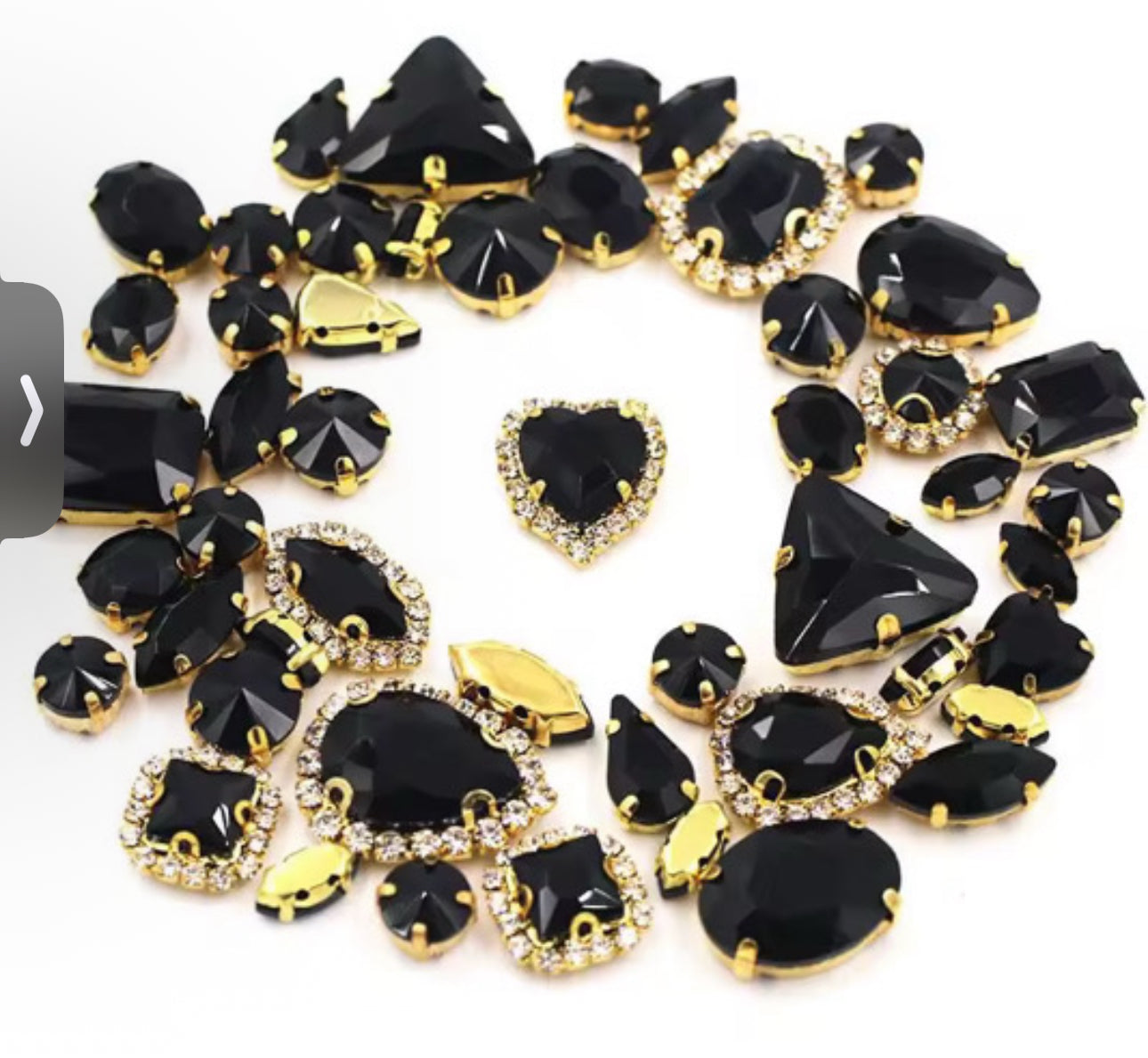 50 Pcs Mixed Shapes Sew on Rhinestones