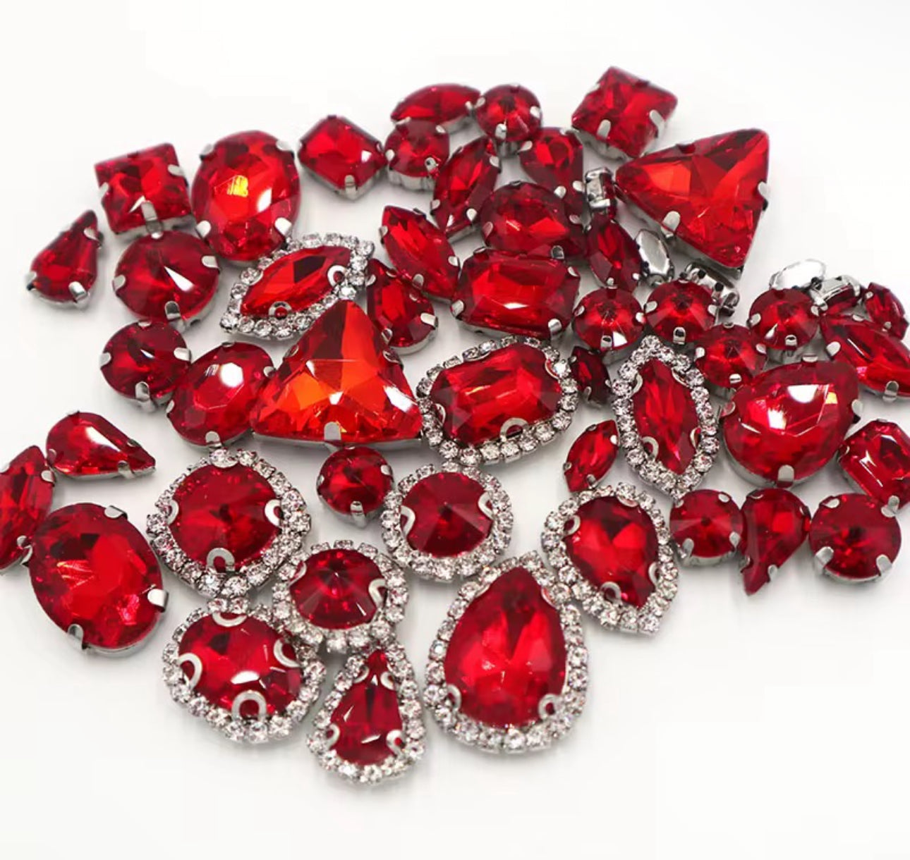 50 Pcs Mixed Shapes Sew on Rhinestones