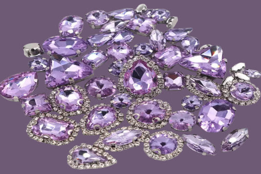 50 Pcs Mixed Shapes Sew on Rhinestones